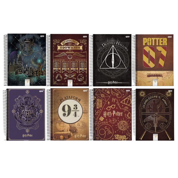 Caderno Universitário Jandaia Espiral Capa Dura Harry Potter 10 Matérias 200 Folhas - Item Sortido