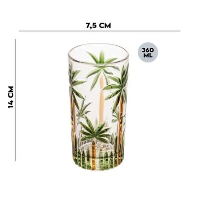 Copo Alto Cristal Palm Tree Handpaint Wolff 360ml