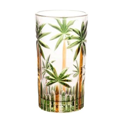 Copo Alto Cristal Palm Tree Handpaint Wolff 360ml