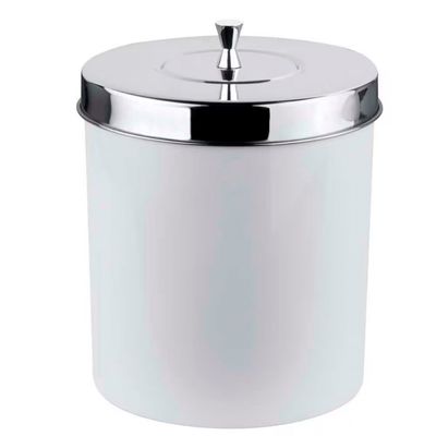 Lixeira Forma com Tampa em Polipropileno e Inox 5 L Branco