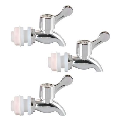 Kit 3 Torneiras Para Suqueira Dispenser Plástico Prata Luxo Filtro Com Vedação