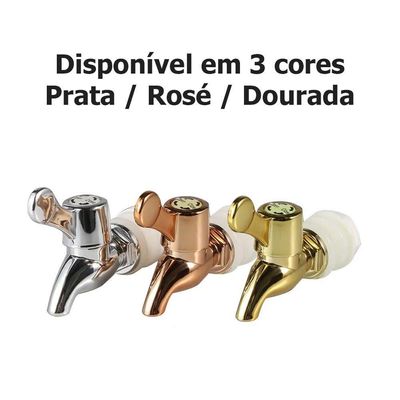 Kit 3 Torneiras Para Suqueira Dispenser Plástico Dourada Luxo Filtro Com Vedação