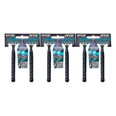 Kit 6 Aparelho De Barbear Descartável Barbeador 3 Lâminas Enox Expert