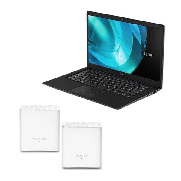 Combo Office - Notebook Ultra, com Windows 10 Home, Processador Intel Pentium, Memória 4GB RAM e Roteador Mesh Cosmo AC1200 2 Peças Dual Band – RE010K RE010K