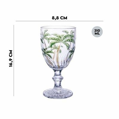 Jogo 8 Taças Vidro Palm Tree 310ml Transparente Class Home