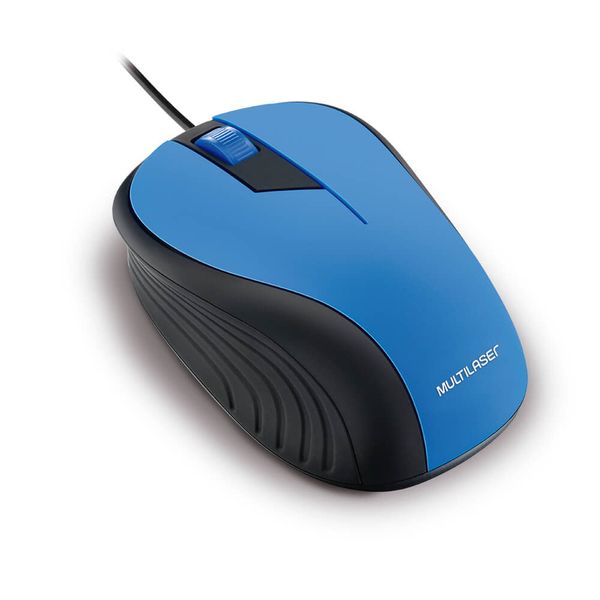 Mouse Óptico Emborrachado USB 1200dpi Azul Multilaser - MO226 MO226
