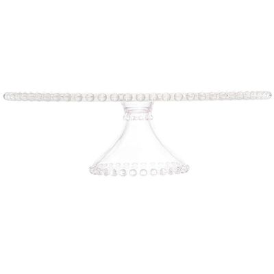 Prato para Bolo Pearl com Pedestal em Cristal 31 cm Wolff Transparente