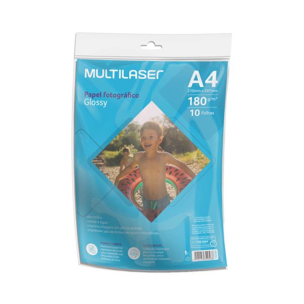 Papel Fotográfico Glossy A4 180g 10 Folhas - PE030 PE030 Papel Fotográfico Glossy A4 180g 10 Folhas - PE030 PE030