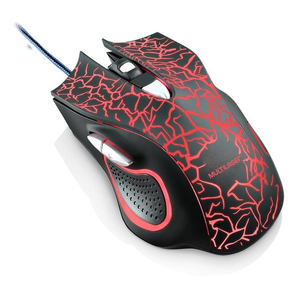 Mouse Gamer 6 Botões LED 3200DPI Preto Multilaser - MO250 MO250