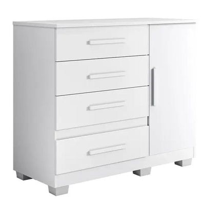Comoda New Florença Quarto Com 4 Gavetas E 1 Porta - Branco