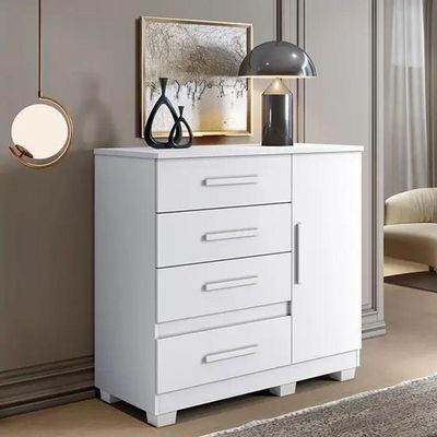 Comoda New Florença Quarto Com 4 Gavetas E 1 Porta - Branco