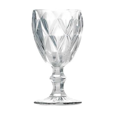 Kit 2 Taças De Vidro Para água Diamante Transparente Emcasatem 340ml