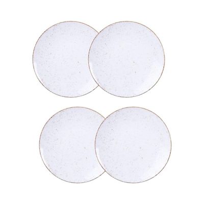 Jogo de Pratos Sobremesa Rústico 4 Peças 21 cm Porcelana Decorada Tramontina