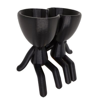 Vaso 3D Abraço Suculentas Decoração 15cm Robert Plant Decorativo Preto