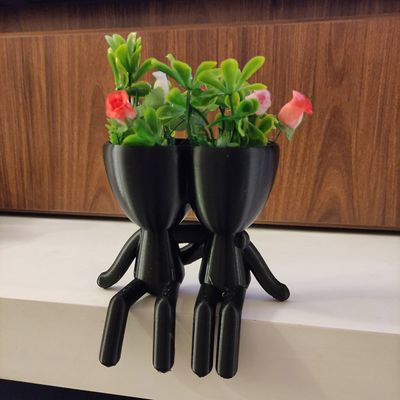 Vaso 3D Abraço Suculentas Decoração 15cm Robert Plant Decorativo Preto