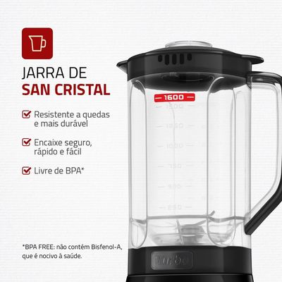 Liquidificador Pratic Turbo Mondial Preto 550W L-98-B 127V