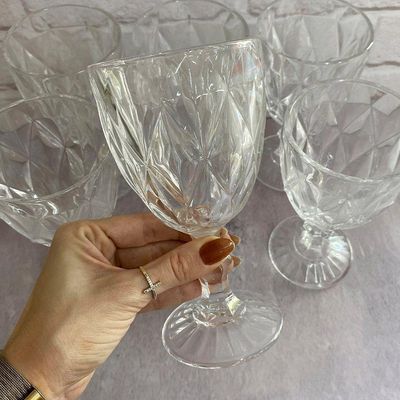 Jogo 8 Taças De Vidro Diamond Diamante Transparente 300ml água Class Home