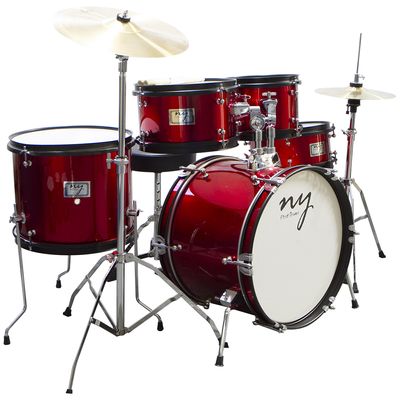 Bateria Acústica Infantil Junior 2T Vermelha com Banco New York