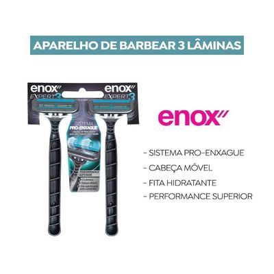Kit 4 Aparelho De Barbear Descartável Barbeador 3 Lâminas Enox Expert