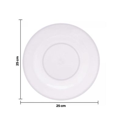 Jogo 2 Pratos Raso De Melamina Basic Branco 25cm Lyor