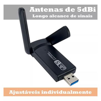 Adaptador Conversor Wi-Fi 1300mbps Dual Band 5GHz / 2.4 GHz Internet Fibra