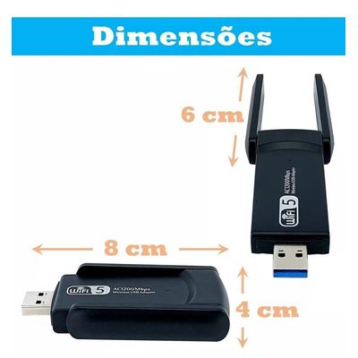 Adaptador Conversor Wi-Fi 1300mbps Dual Band 5GHz / 2.4 GHz Internet Fibra