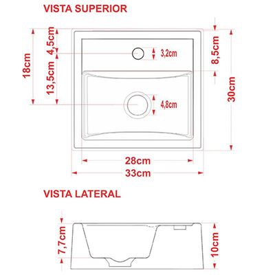 Cuba de Apoio Quadrada C01 Para Banheiro Q32W Branco - Lyam Decor
