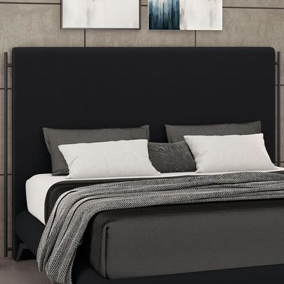 Cabeceira Cama Box Queen 160cm Estofada Goya P05 Veludo Preto - Lyam Decor