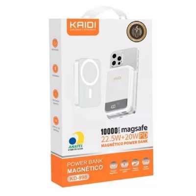 Power Bank Portátil Magnético Magsafe Turbo 10.000mah Kaidi Branca