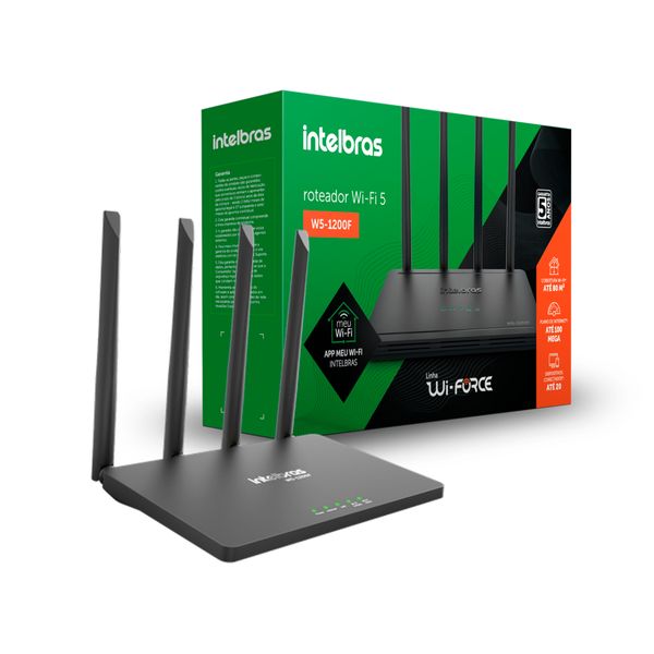 Roteador Wifi 5 Dual Band 2,4GHz E 5GHz Wi-Force Intelbras W5-1200F Internet 100 Mega Portas Lan Cobertura 80m²