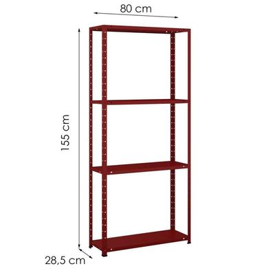 Estante Aço 4 Prateleiras Eaf006 Vermelha