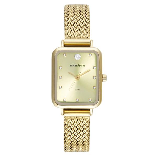 Relogio Mondaine Feminino Ref:32744lpmvde1 Retangular Mesh Dourado