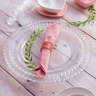 Jogo 8 Pratos De Sobremesa De Cristal Coração 20cm Lyor