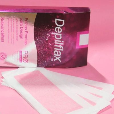 Folha De Cera Fria Kit 40un Prontas Depilação Facial Design Sobrancelhas Rosa Modelagem Depilflax