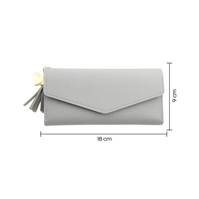 Carteira Feminina Cinza Claro Porta Documentos Cartões Pu