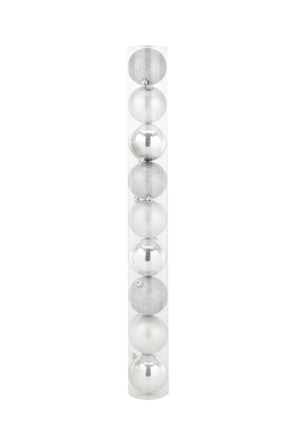 Tubo Bola Natal Le 7cm Prata com 9 Unidades