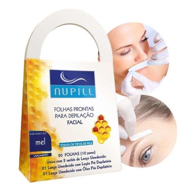 Folhas Prontas Para Depilação Facial Buço Sobrancelha Mel Nupill 20 Folhas