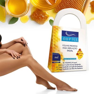Folhas Prontas Para Depilação Facial Buço Sobrancelha Mel Nupill 20 Folhas