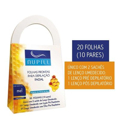 Folhas Prontas Para Depilação Facial Buço Sobrancelha Mel Nupill 20 Folhas