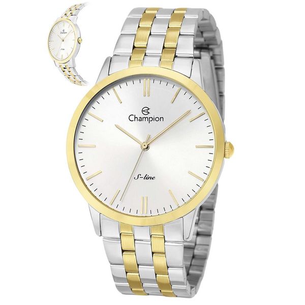 Relógio Champion Masculino Ref:Cn21103s Slim Bicolor