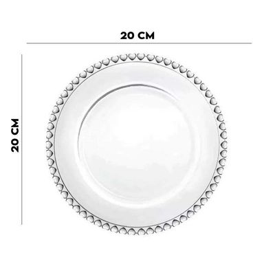 Jogo 6 Pratos De Sobremesa De Cristal Coração 20cm Lyor