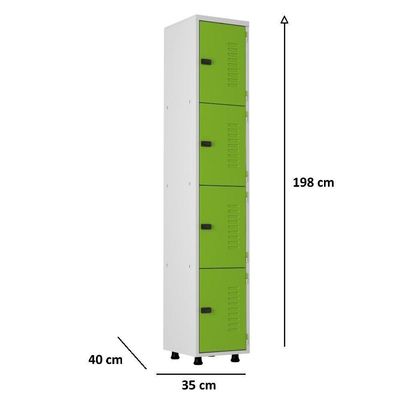 Armário Roupeiro Aço 4 Portas Academia Guarda Volume Verde