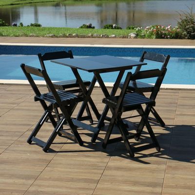 Kit 4 Conjuntos Dobráveis 70 X 70 Com 4 Cadeiras Dobráveis Preto - M.b Móveis