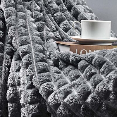 Coordenado Cobre Leito e Cobertor Tok Max Queen Ultrasoft Alto Relevo Dupla Face - Cinza