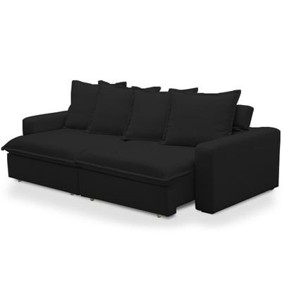 Sofá Retrátil Reclinável Para Sala de Estar Living 195cm Vêneto F04 Veludo Preto - Lyam Decor