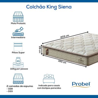 Colchão King Mola Probel Siena (193x203x28cm)