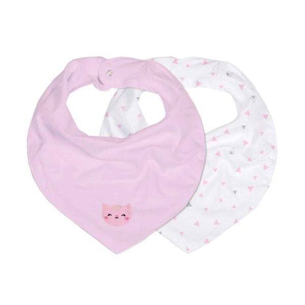 Kit Babador Bandana Bebê Com 2 Pçs Gatinha Rosa Papi