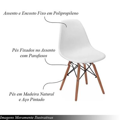 Cadeira Eiffel Charles Eames de Plástico Reciclável Branca com Base de Madeira DSW L15 - Gran Belo