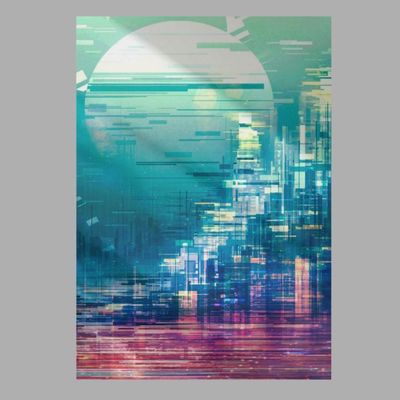 Quadro Decorativo Abstrato - Cidade Futurista Com Reflexos