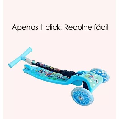 Patinete Dobrável Infantil 3 Rodinhas Azul Lazer criança